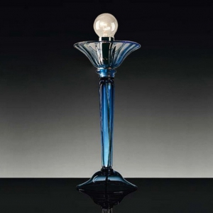 Настольный светильник 7079 L голубое стекло с синей оправой De Majio