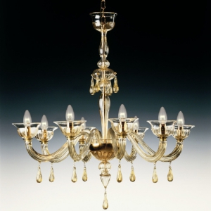 Подвесной светильник 7084 K8 дымчатое стекло с дымчато-золотыми украшениями De Majio