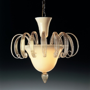 Потолочный светильник 8010 P6 молочно-белый золотой с прозрачными лепестками De Majio