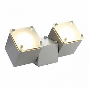 Square dice 2 светильник накладной для 2-x ламп gu10 по 50вт макс., серебристый / стекло матовое