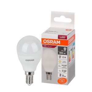 Светодиодная лампа шарик 10 вт  LV CLP 75 10SW/830 220-240V FR E14 800lm Osram