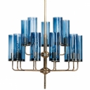 Люстра  Hans-Agne Jakobsson Brass & Blue Glass Tube