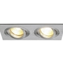 Встраиваемый светильник NEW TRIA II MR16 downlight, прямоугольный, матовый алюминий, 12 Вольт, цоколь G5,3, макс. 2x50W (макс. 100 Ватт)