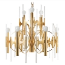 Люстра  HUGE ITALIAN BRASS AND GLASS CHANDELIER BY GAETANO SCIOLARI 1970s